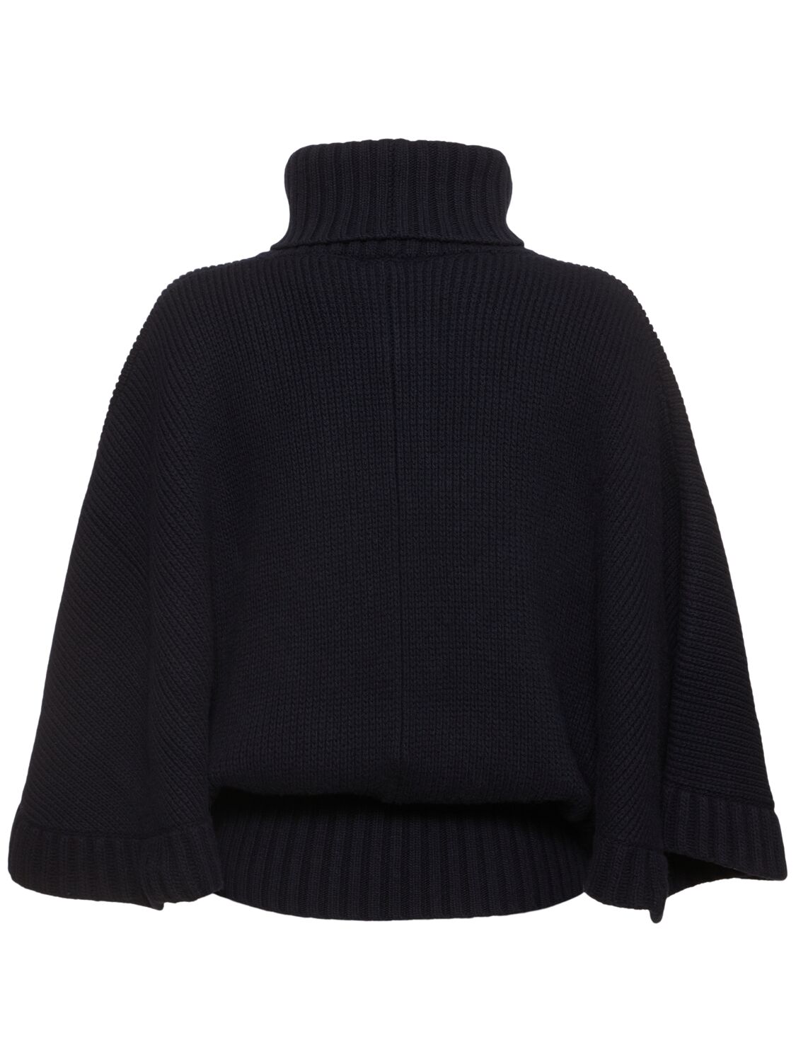 Shop Chloé Oversize Wool Blend Turtleneck Sweater In Navy