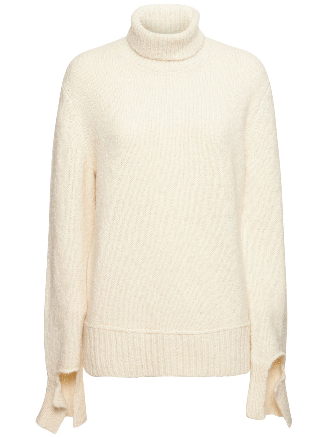 Michael Kors Alpaca Blend Split Sleeve T-neck Sweater In Ivory