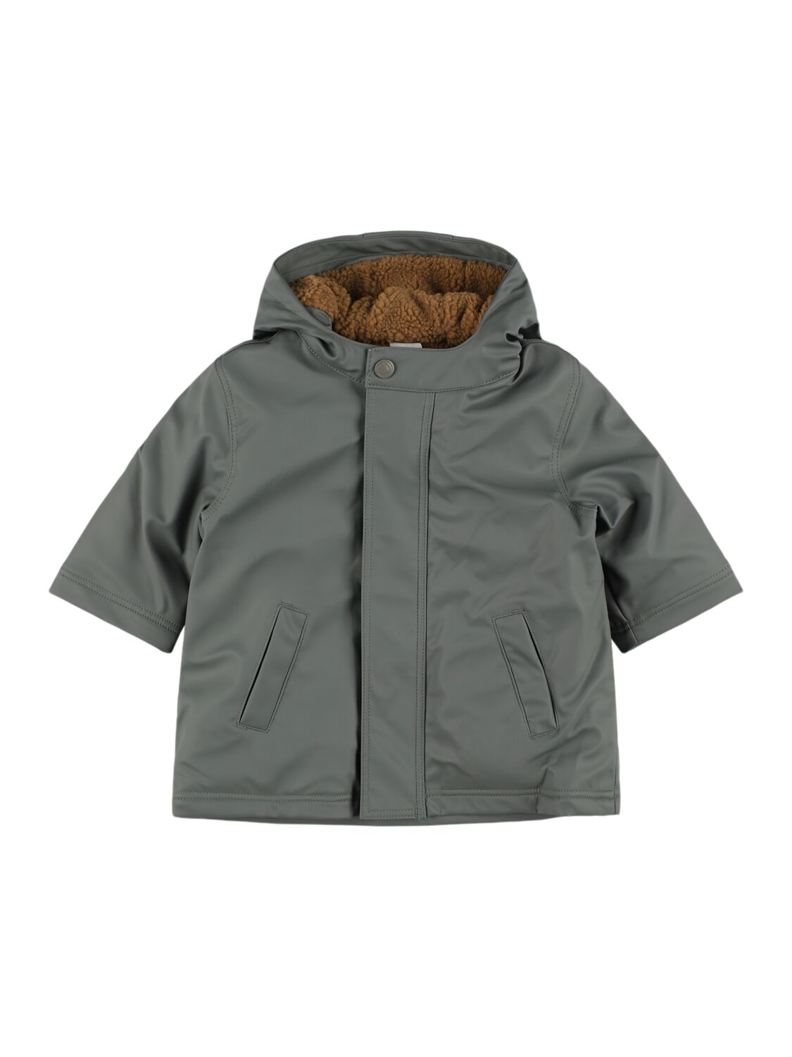 Petit Bateau Coated Nylon Hooded Jacket In Grey