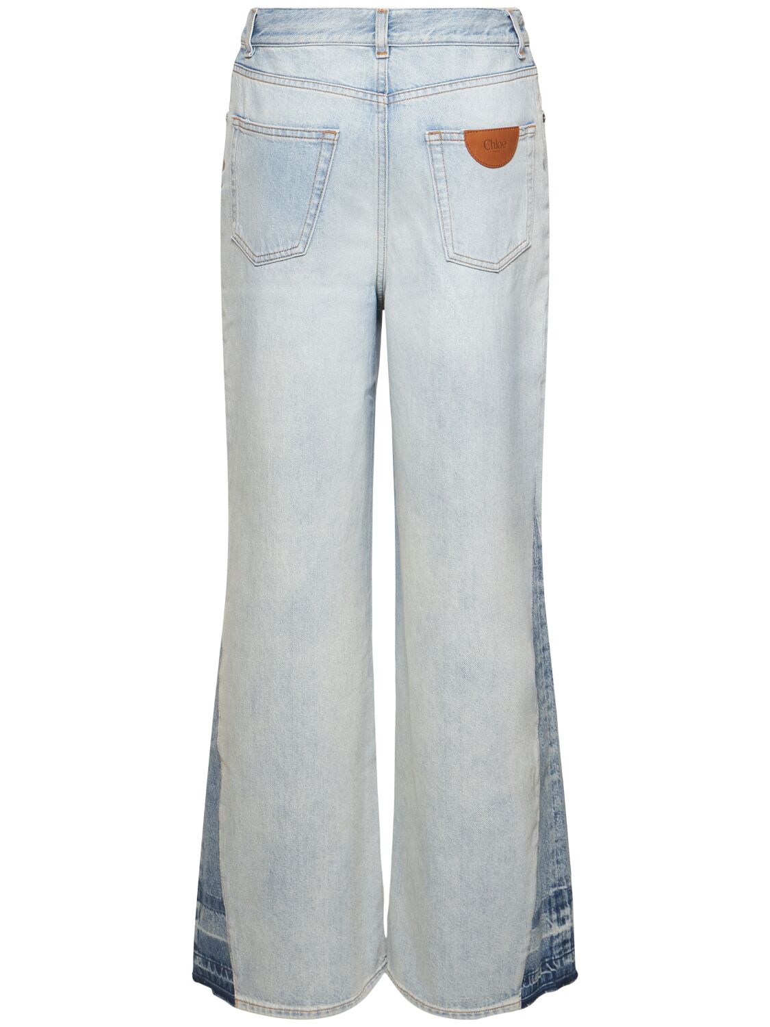 Shop Chloé High Rise Cotton Denim Flared Jeans In Light Blue