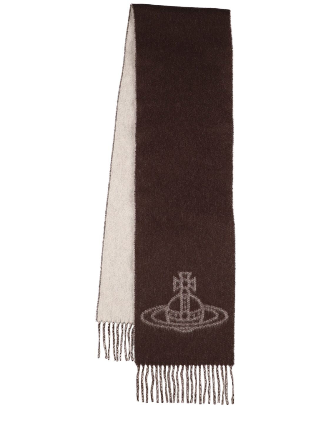 Vivienne Westwood Wool Single Orb Double Scarf In Brown