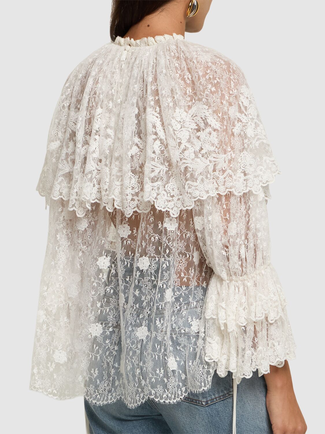 Shop Chloé Floral Lace Embroidered Shirt In White