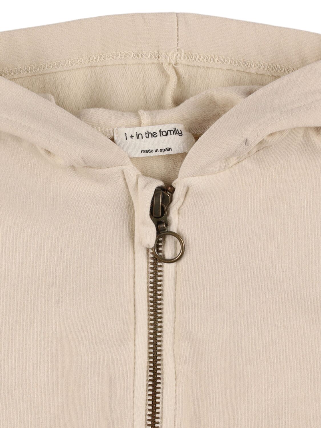 Shop 1+ In The Family Cotton Blend Full-zip Hooded Sweatshirt In Beige