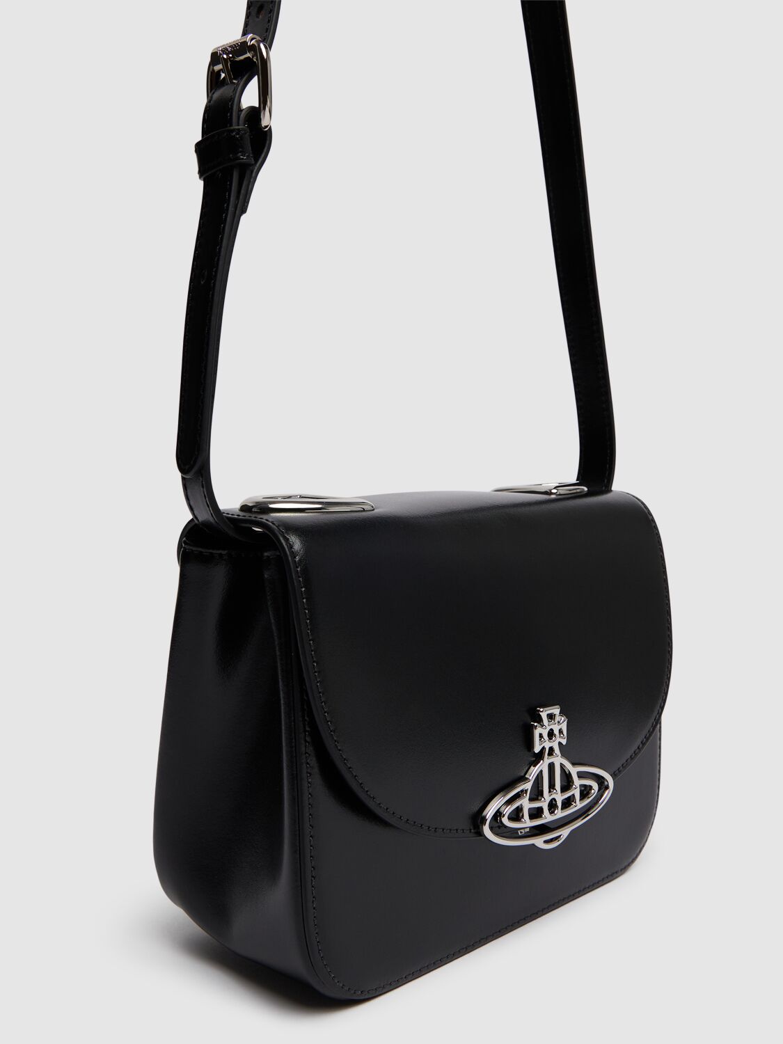 Vivienne Westwood Womens Black Linda Logo-plaque Leather Cross-body Bag In Black