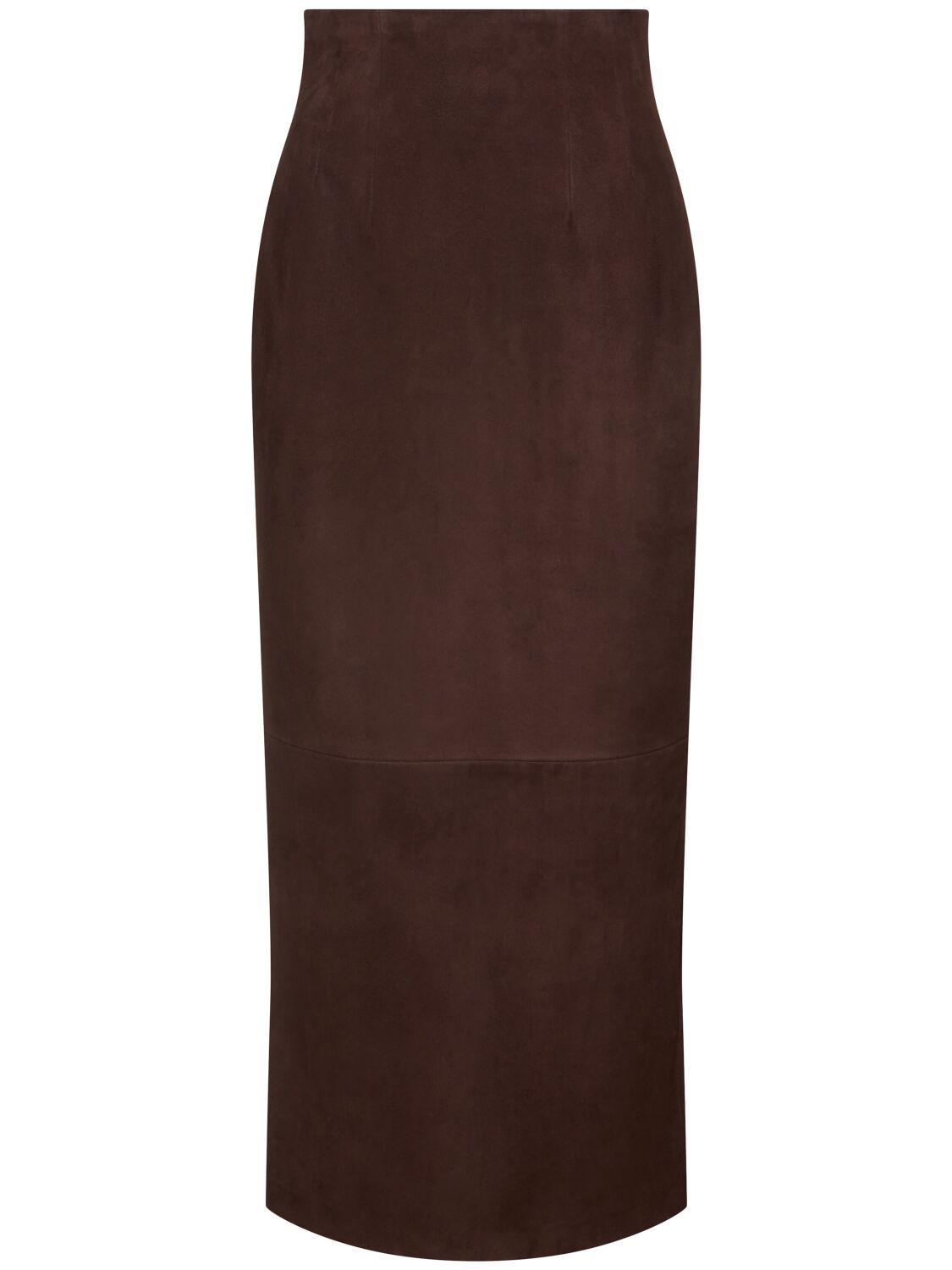 Khaite Loxley Leather Long Skirt In Brown