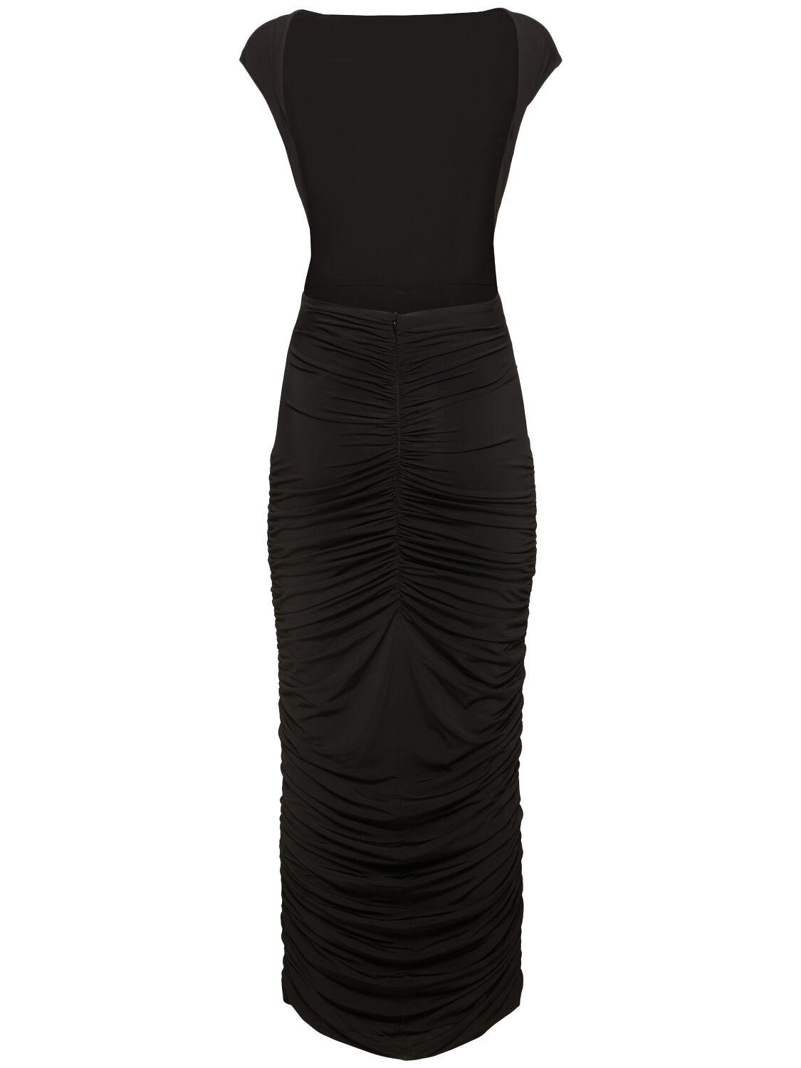 Shop Magda Butrym Open Back Jersey Long Dress In Black