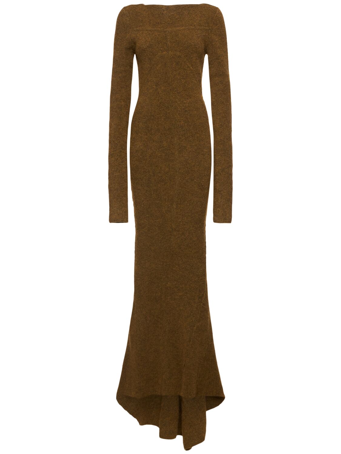 Shop Rick Owens Luna Rib Knit Open Back Dress In Honey