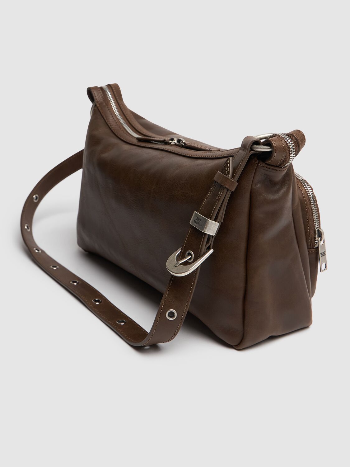 Shop Marge Sherwood Outpocket Hobo Leather Shoulder Bag In Washed Brown