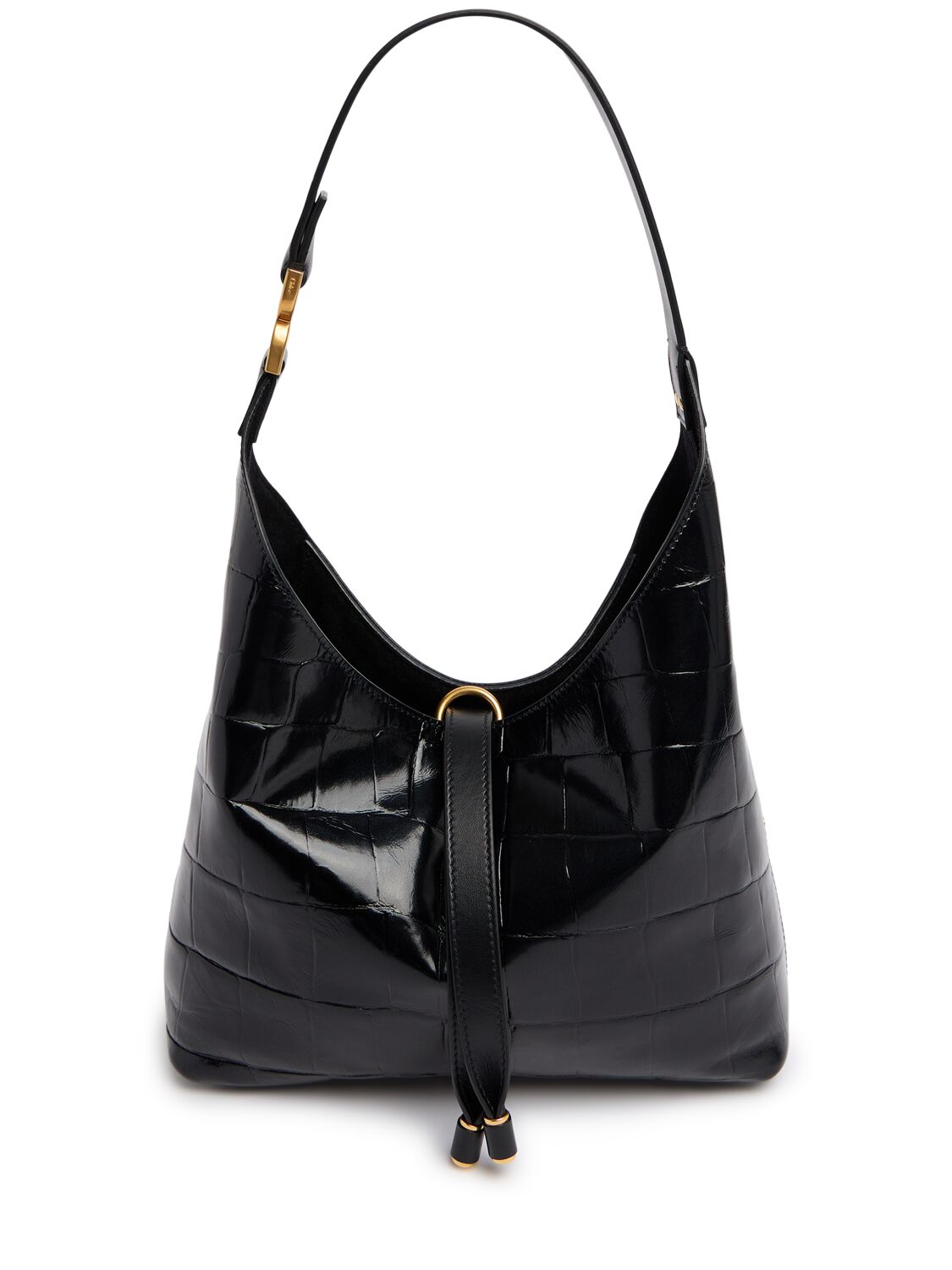 Chloé Marcie Glossy Leather Tote Bag In Black