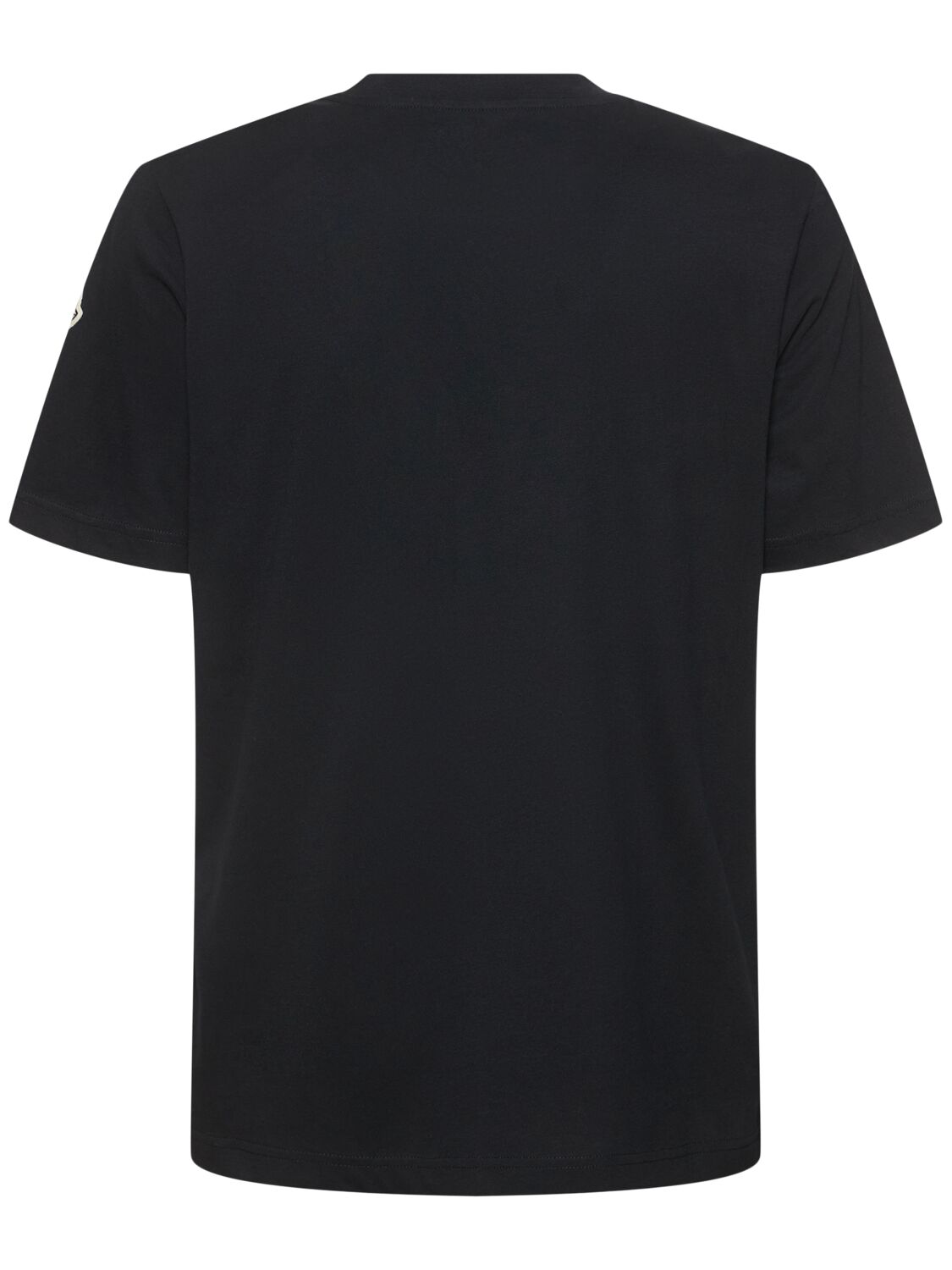 Shop Moncler Emerized Cotton T-shirt In Dark Blue