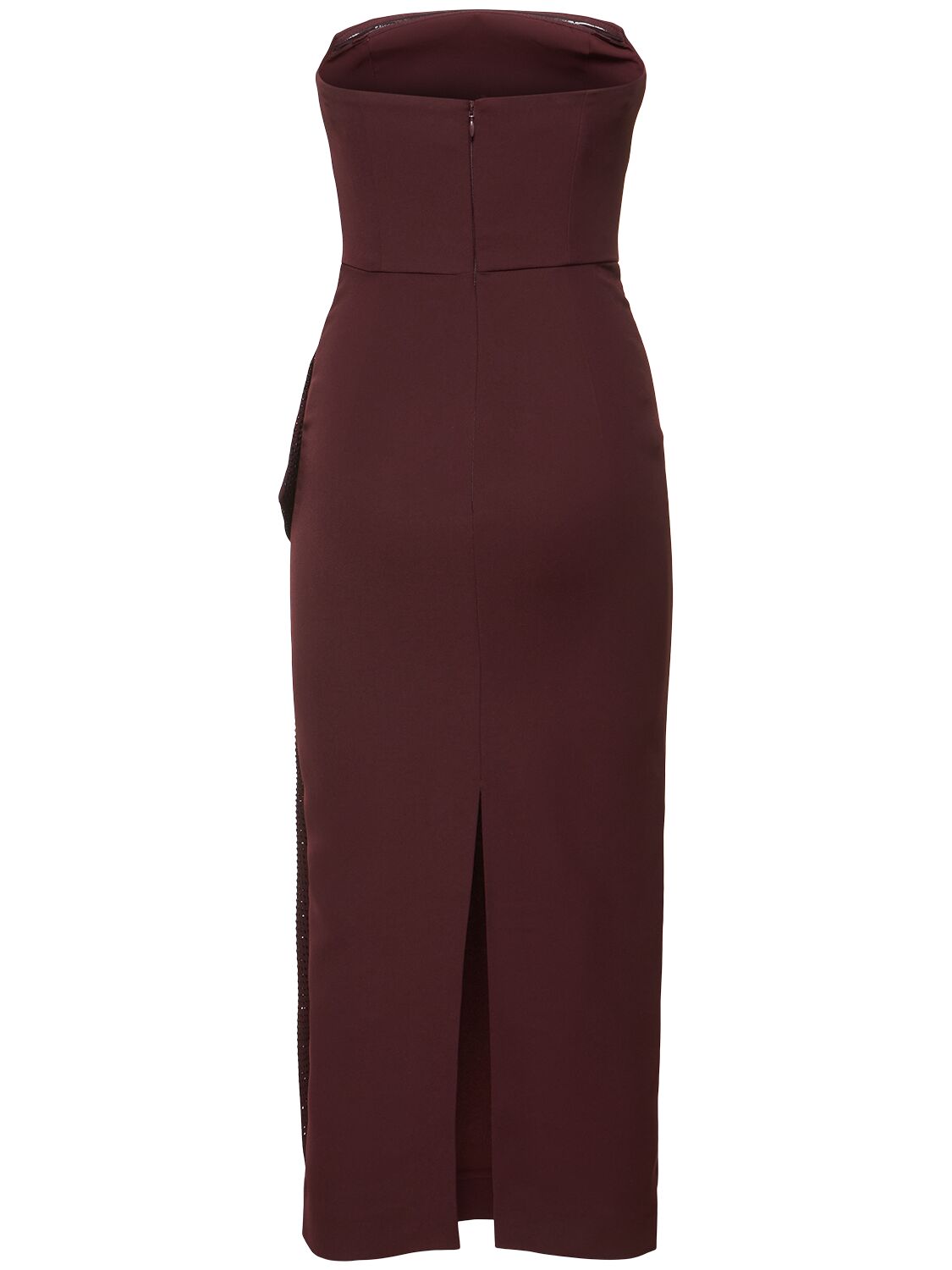 Shop Roland Mouret Strapless Diamante Ruffle Midi Dress In Aubergine