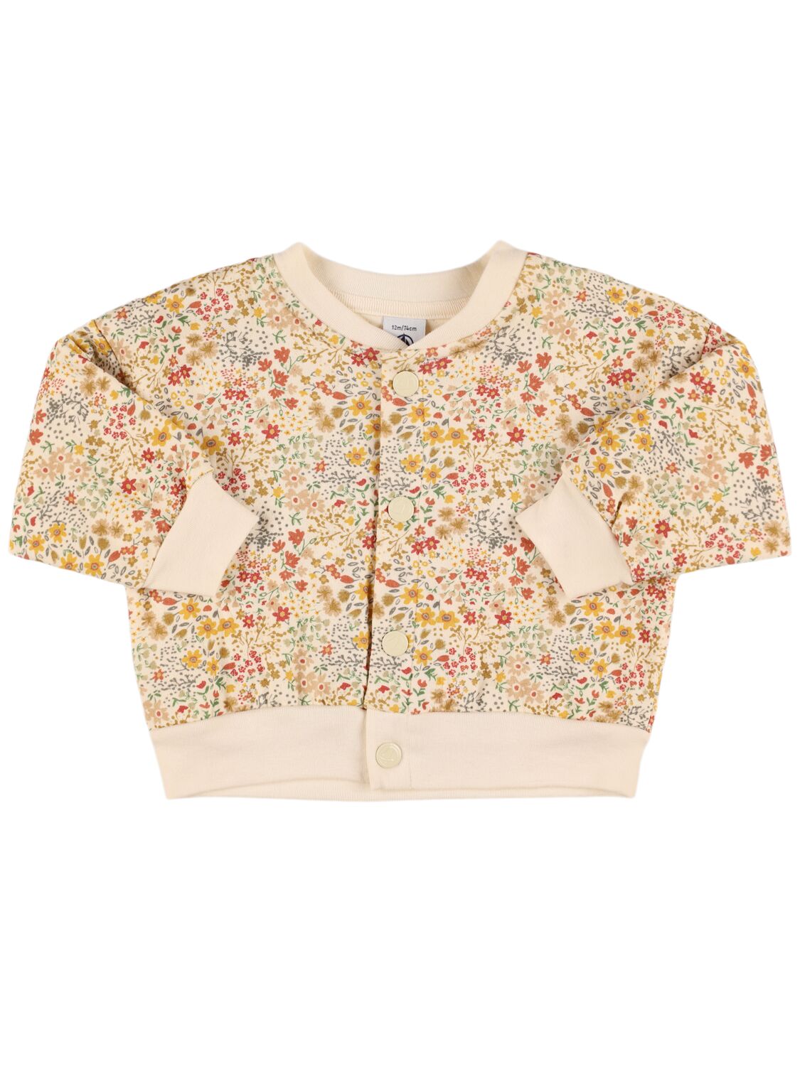 Petit Bateau Printed Cotton Blend Bomber Jacket In Beige