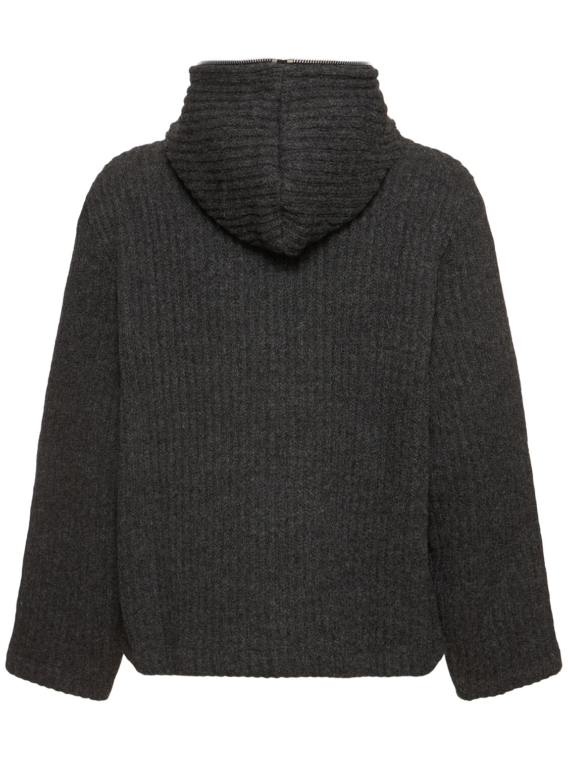 Shop Our Legacy Full-zip Hooded Knit Sweater In Anthracite