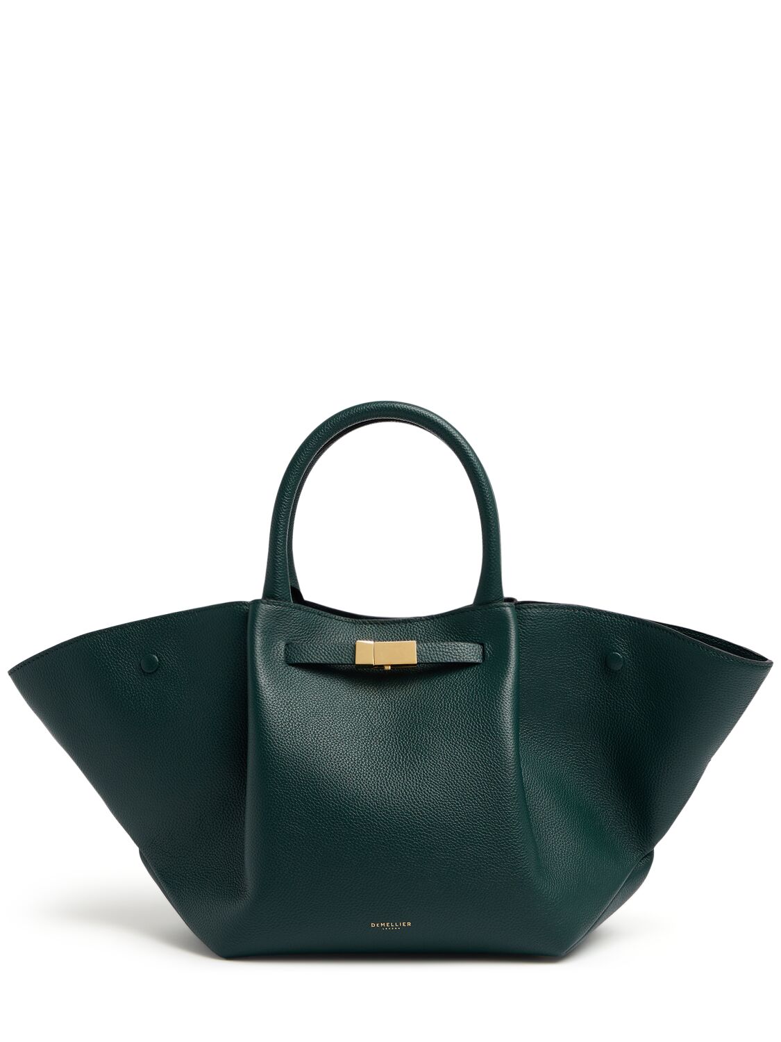 Demellier Midi New York Grained Leather Tote Bag In Green