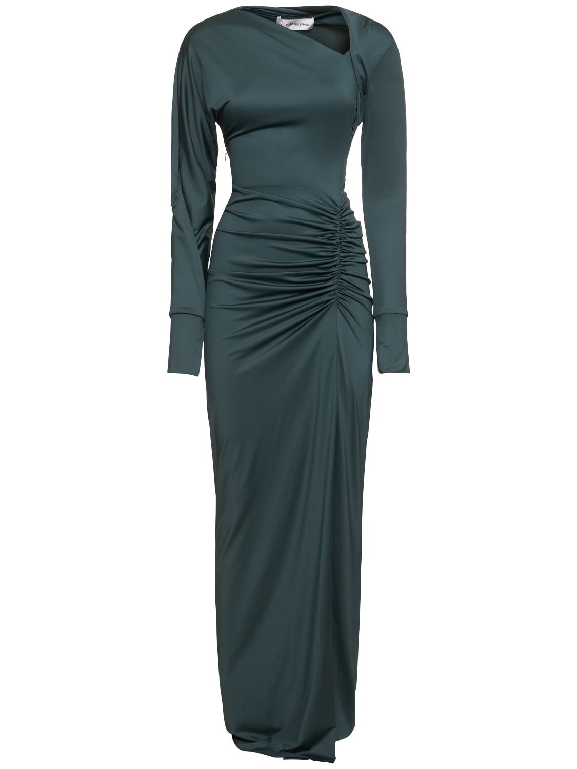 Shop Victoria Beckham Slash-neck Jersey Gown In Green