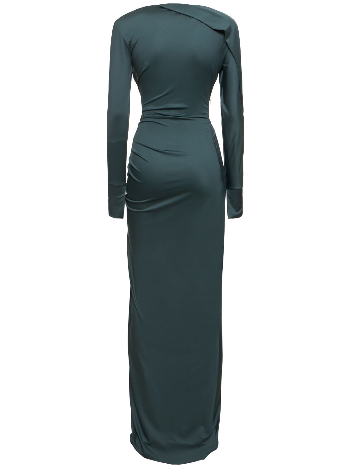 Shop Victoria Beckham Slash-neck Jersey Gown In Green