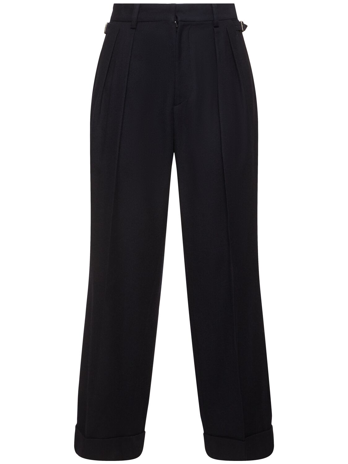 Shop After Pray Cuffed Two-tuck Wool Pants In Navy