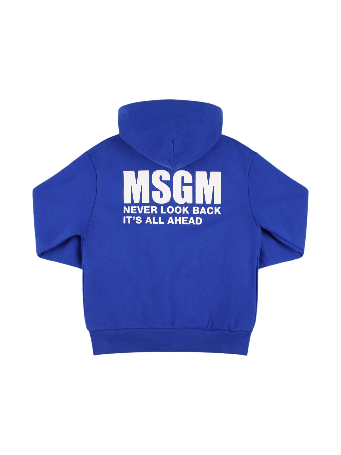 Msgm Printed Cotton Zipped Hoodie In Blue