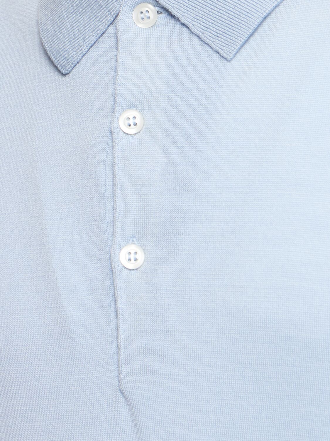 Shop John Smedley Belper Extrafine Wool Knit Polo Sweater In Light Blue