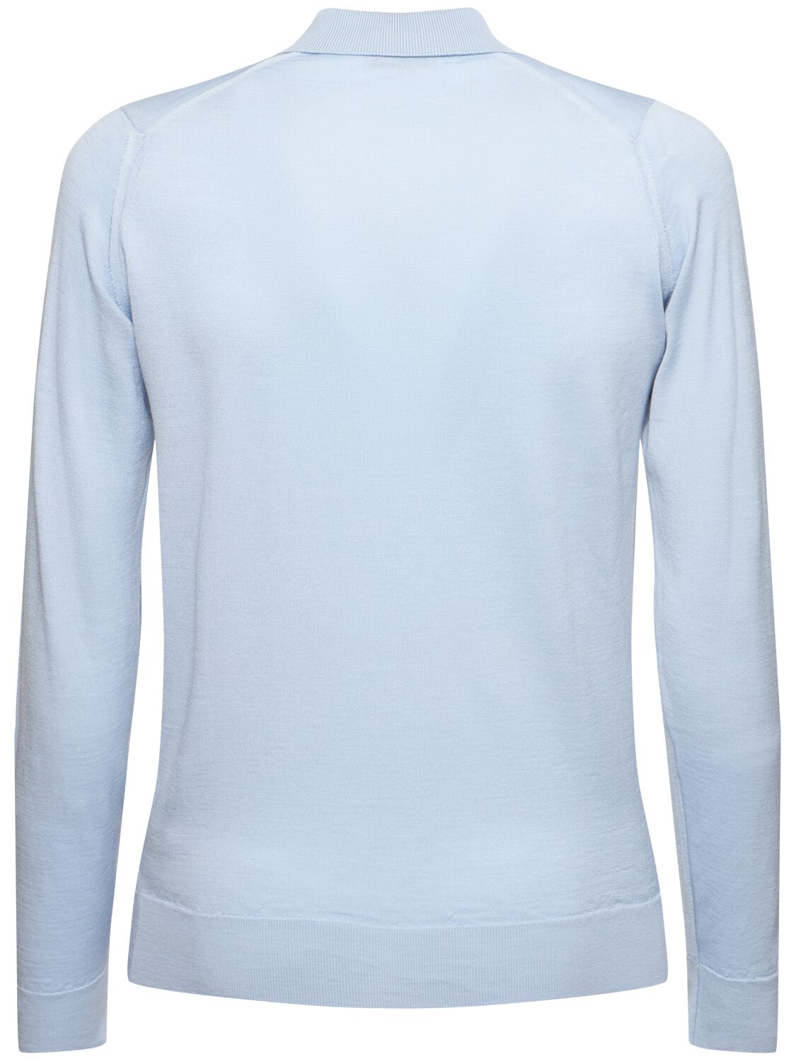 Shop John Smedley Belper Extrafine Wool Knit Polo Sweater In Light Blue