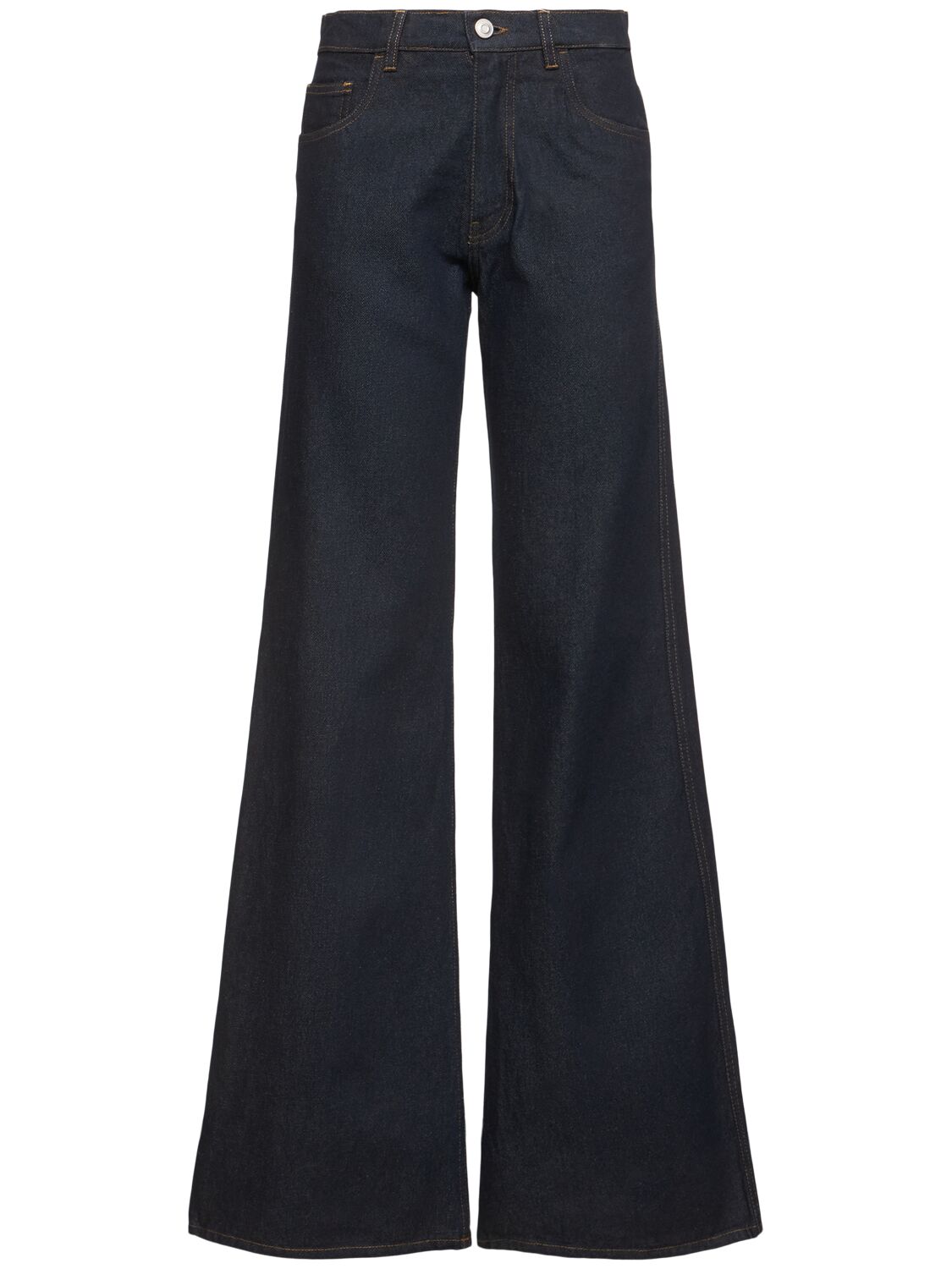 Coperni Wide Leg Cotton Denim Jeans In Blue Raw