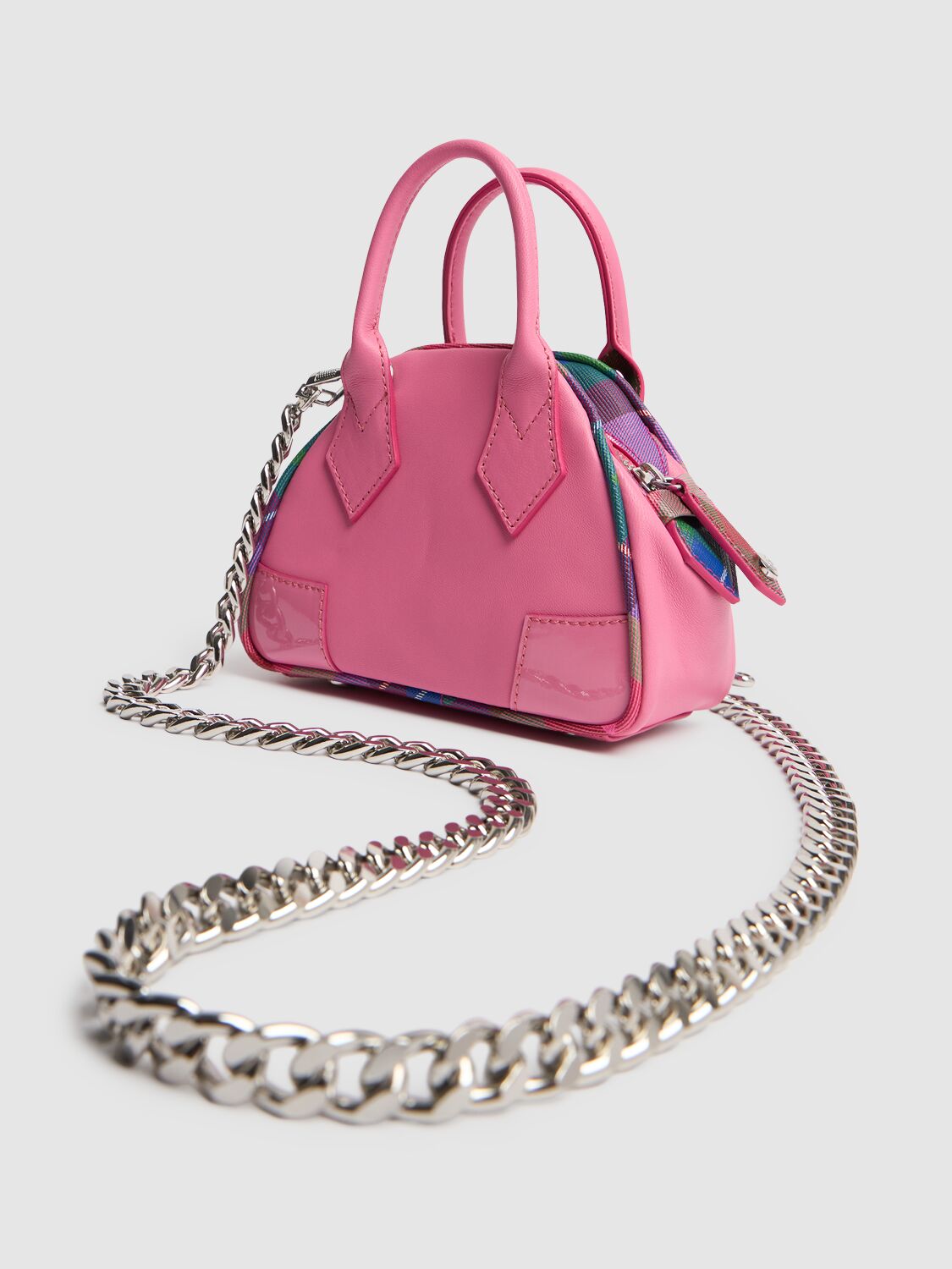 Shop Vivienne Westwood Mini Yasmine Chain Napa Leather Bag In Pink