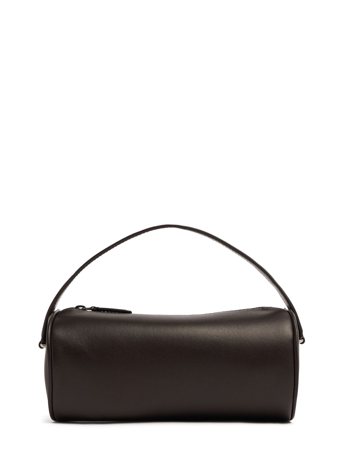 The Row Round 90s Napa Leather Top Handle Bag In Chocolate Ans