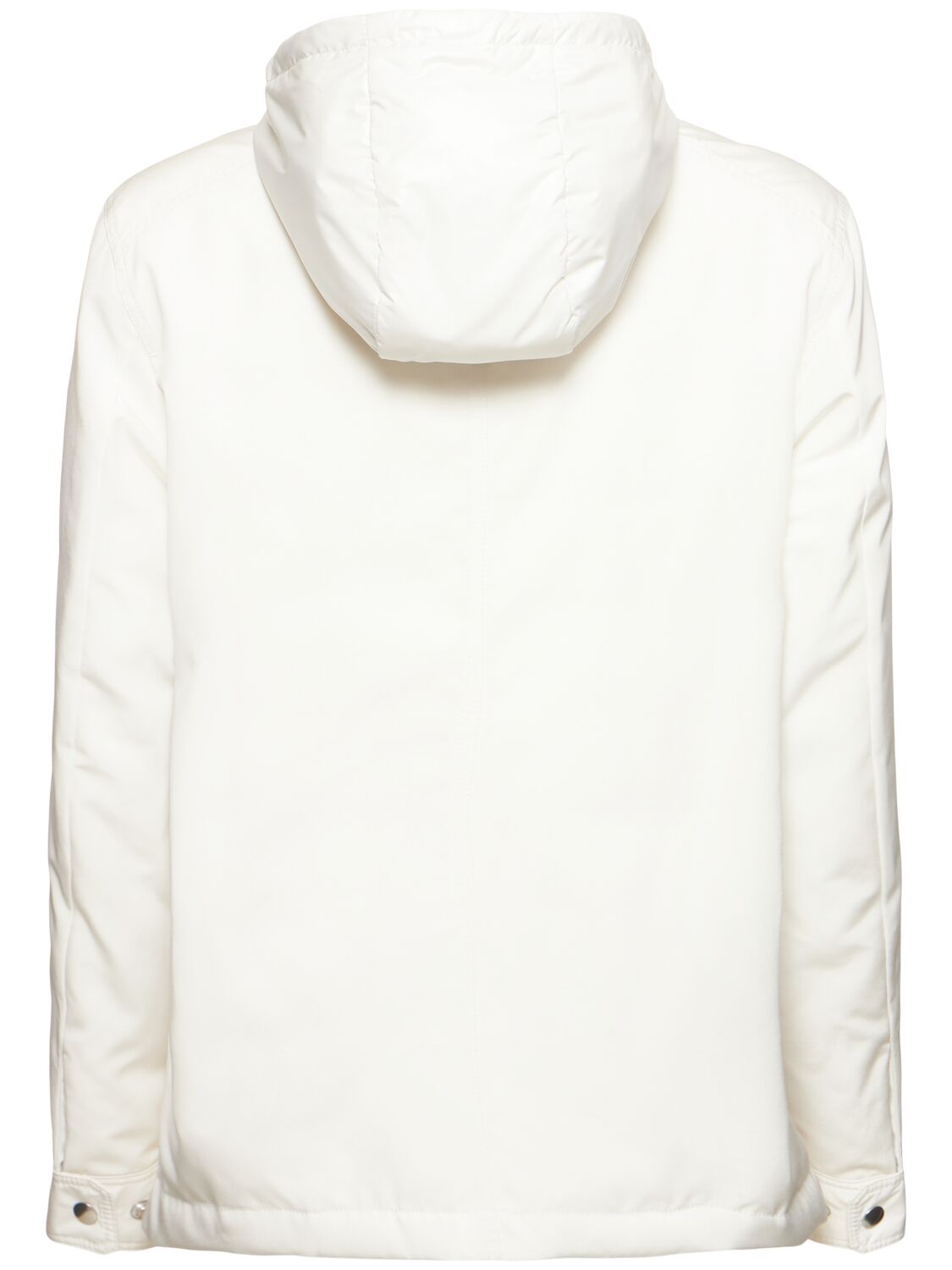 Shop Moncler Buffaure Tech & Cotton Down Jacket In Silk White