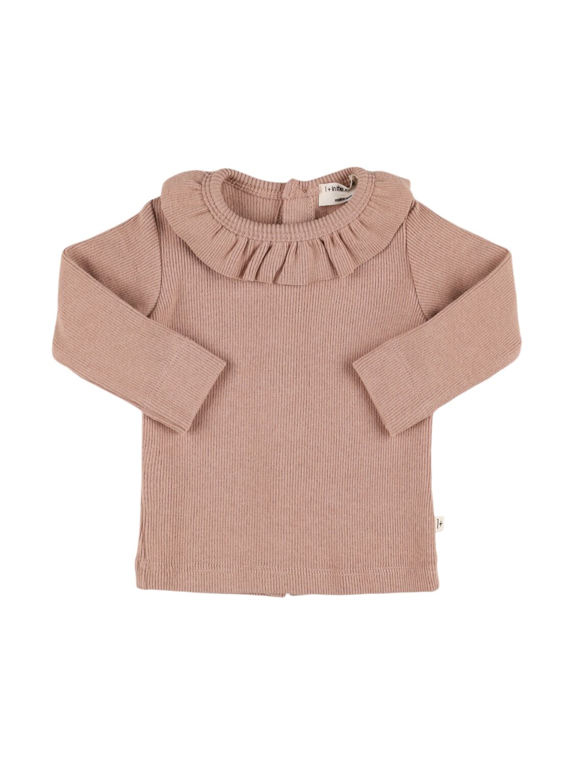 1+ In The Family Babies' Cotton Blend Jersey Long Sleeve T-shirt In Dark Pink