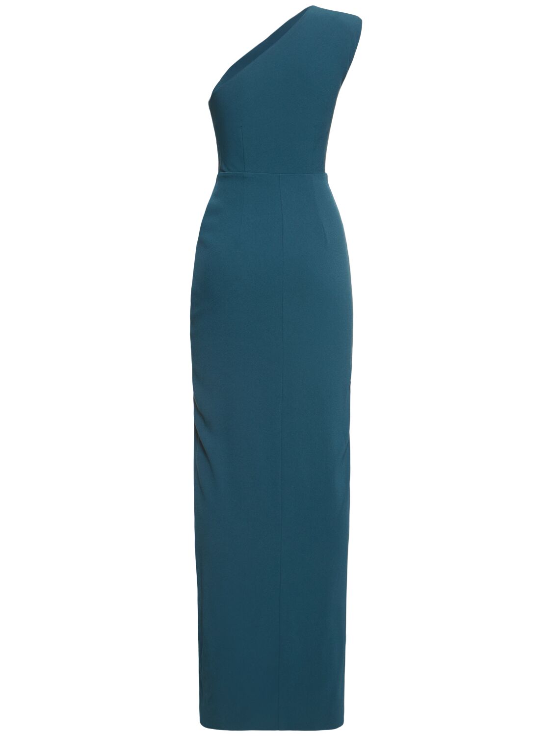 Shop Roland Mouret Asymmetric Satin Crepe Maxi Dress In Green
