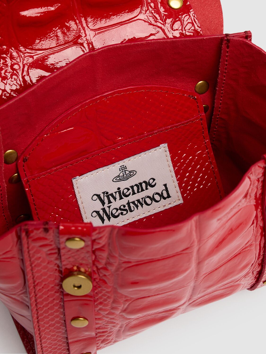 Shop Vivienne Westwood Mini Betty Chain Embossed Leather Bag In Red