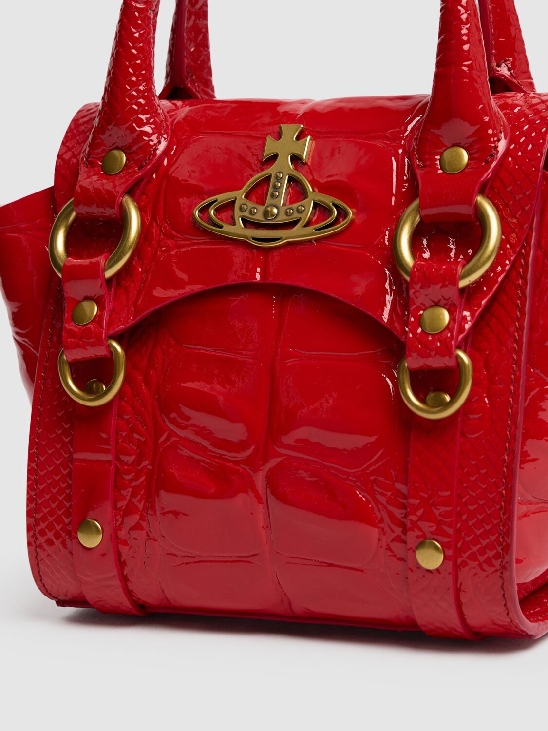 Shop Vivienne Westwood Mini Betty Chain Embossed Leather Bag In Red