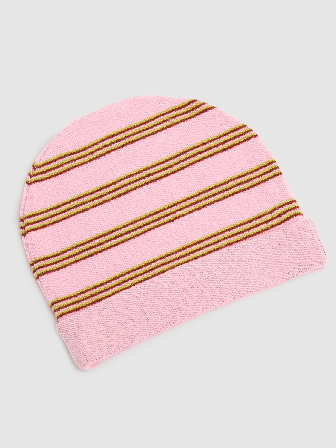 Shop Marni Junior Striped Wool Blend Knit Beanie W/logo In Pink