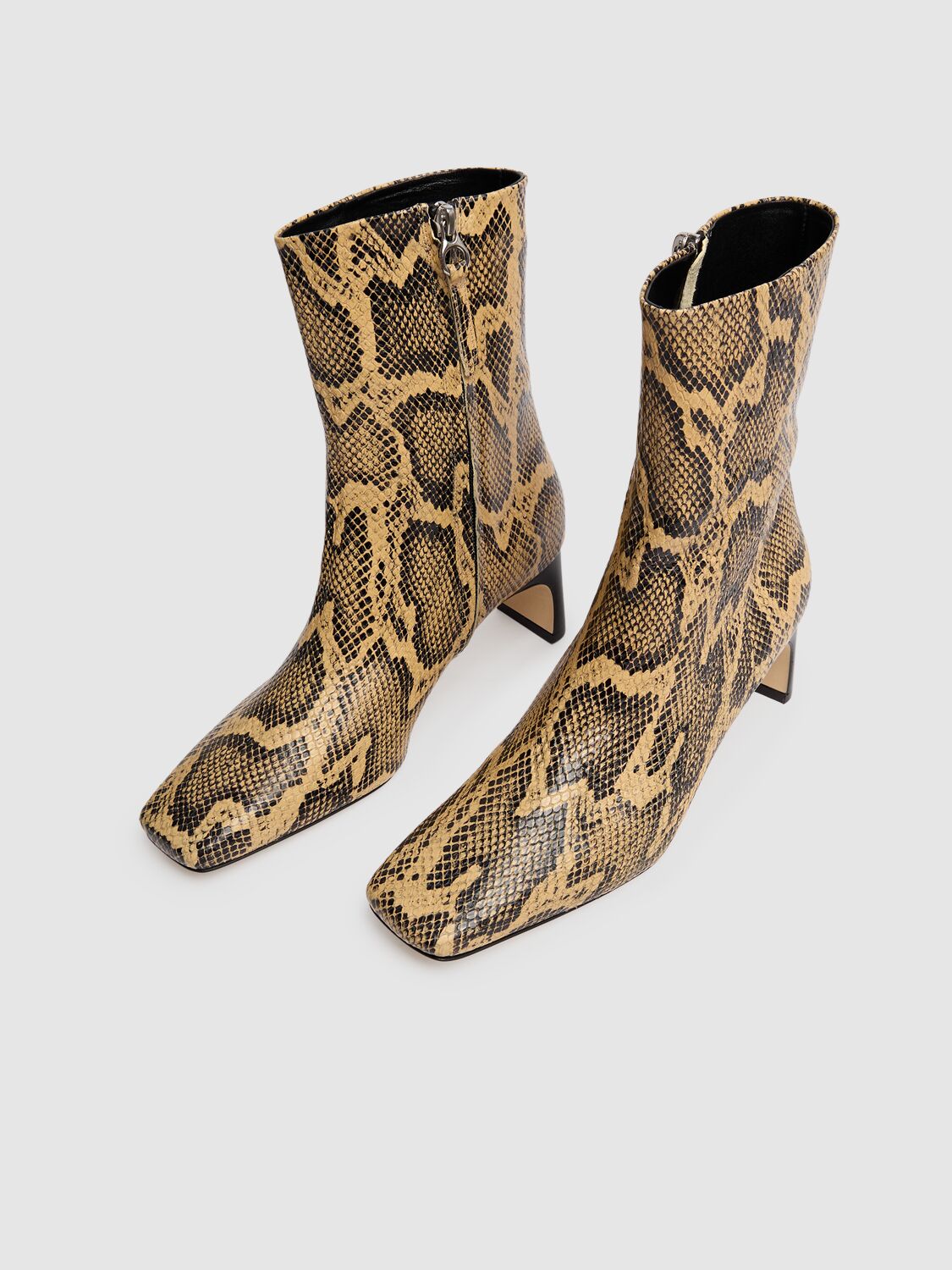 Shop Aeyde 55mm Tabitha Snake Print Ankle Boots In Latte Snake