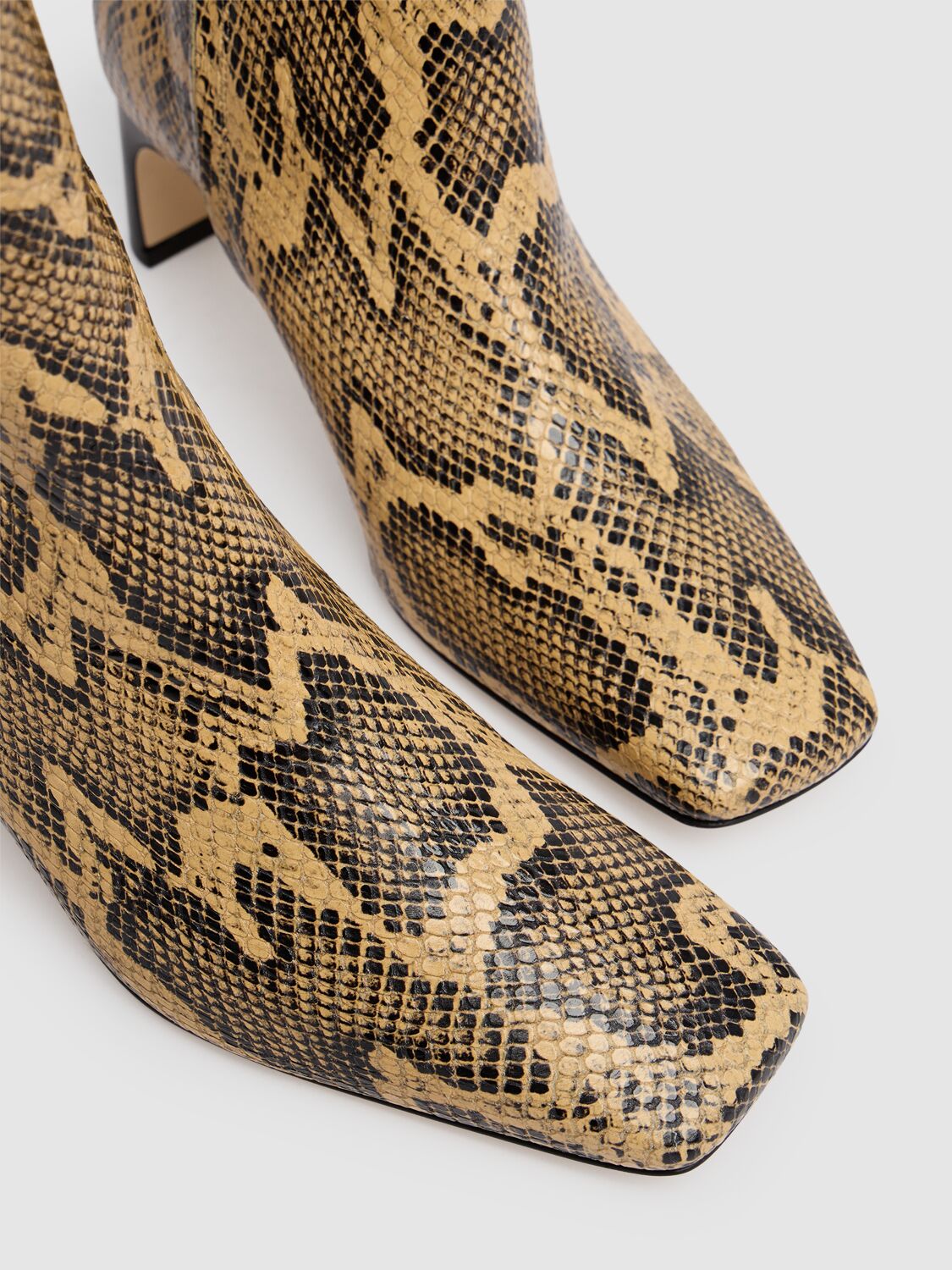 Shop Aeyde 55mm Tabitha Snake Print Ankle Boots In Latte Snake