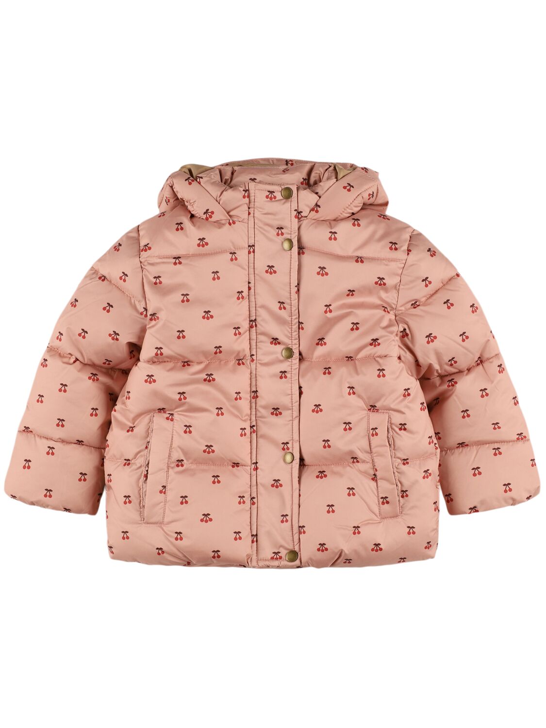 Emile And Ida Printed Poly Hooded Puffer Jacket In Pink