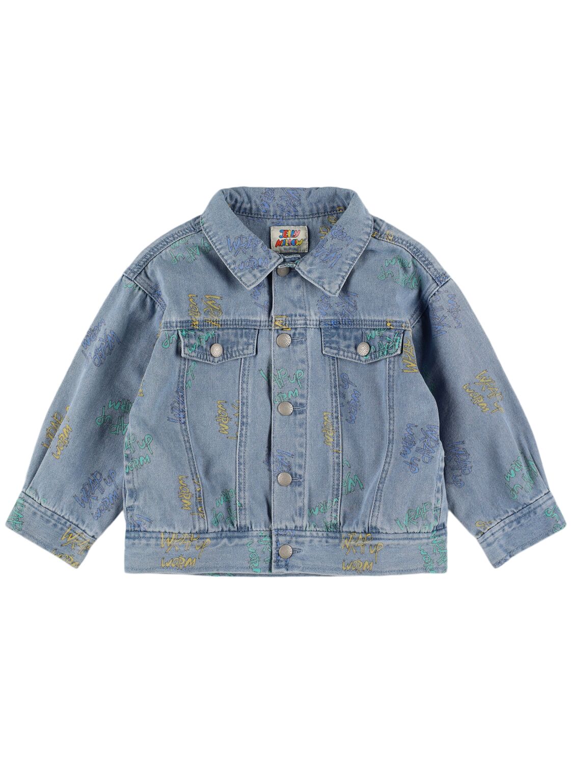 Jellymallow Printed Cotton Denim Jacket In Blue