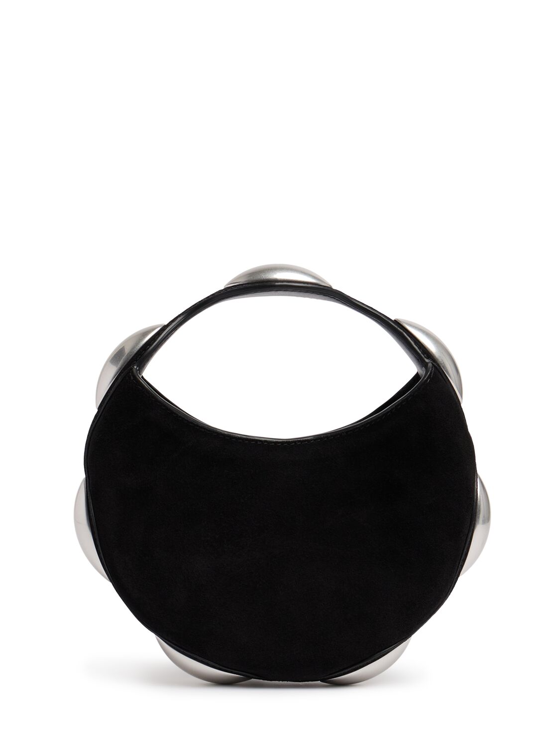 Shop Alexander Wang Dome Circular Suede Top Handle Bag In Black