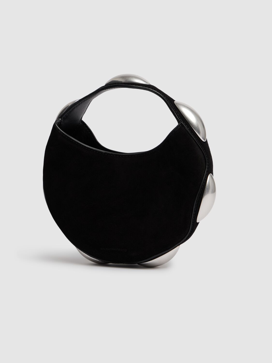 Shop Alexander Wang Dome Circular Suede Top Handle Bag In Black