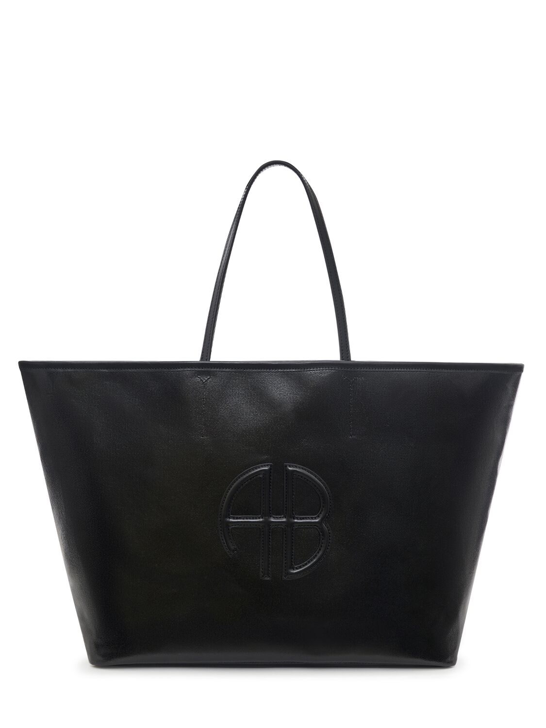 Shop Anine Bing Emma Canvas Tote Bag In Black