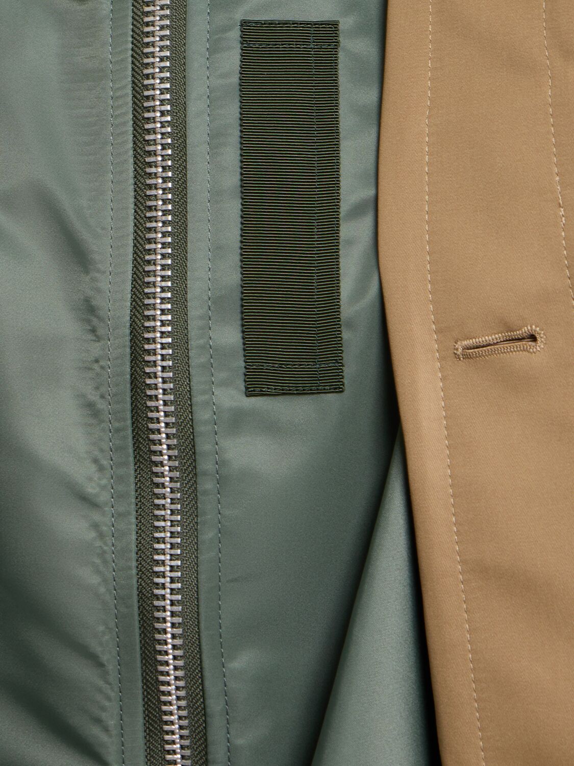 Shop Sacai Cotton Gabardine & Nylon Twill Jacket In Beige