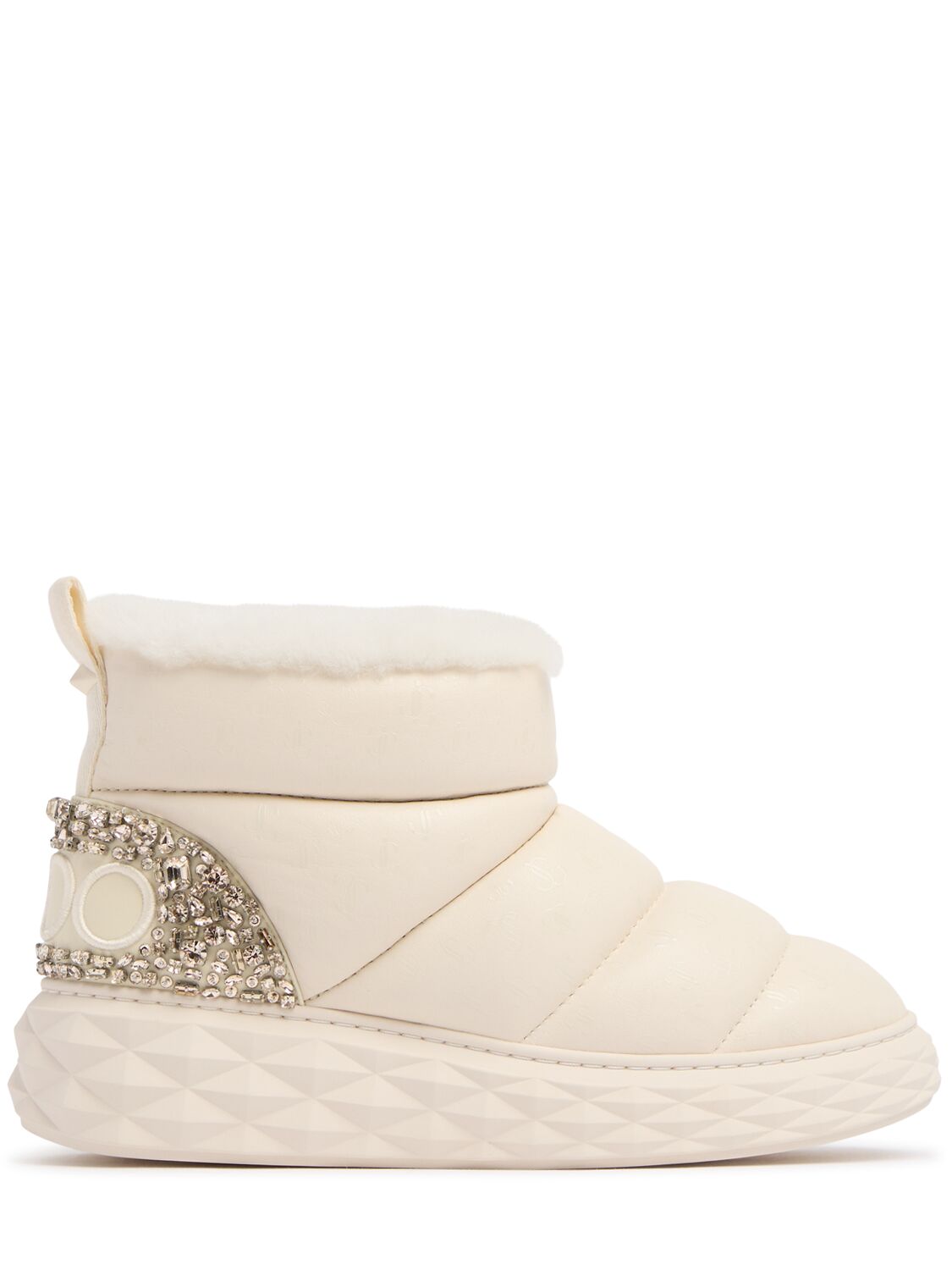 Jimmy Choo 30mm Xan Shearling Snow Boots In White