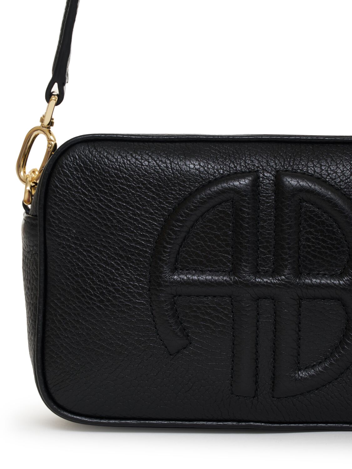 Shop Anine Bing Lili Pebbled Leather Shoulder Bag In Black