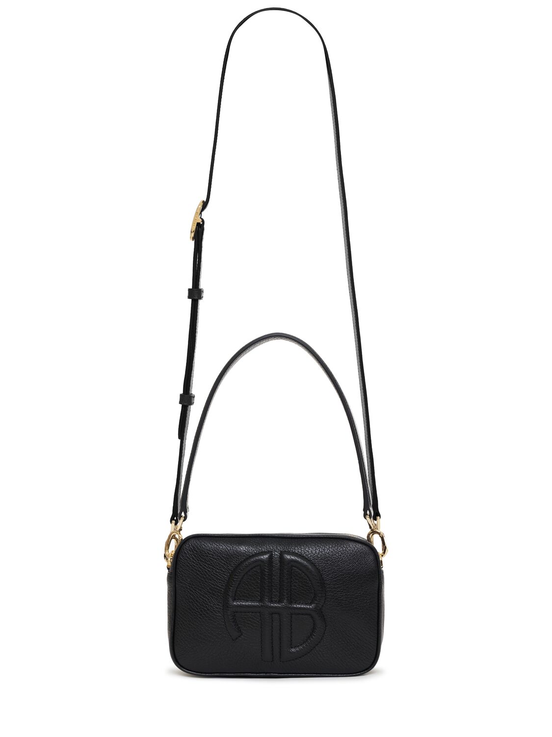 Shop Anine Bing Lili Pebbled Leather Shoulder Bag In Black