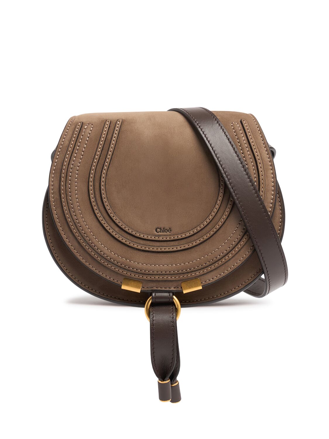 Chloé Mini Marcie Suede Shoulder Bag In Flannel Grey