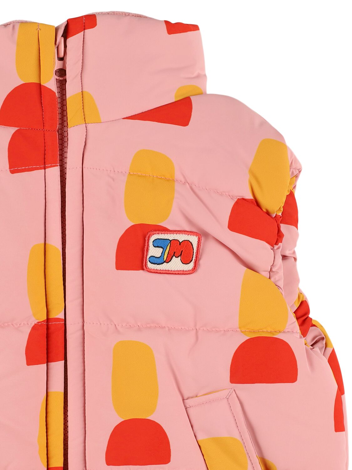 Jellymallow Printed Poly Puffer Vest In Pink