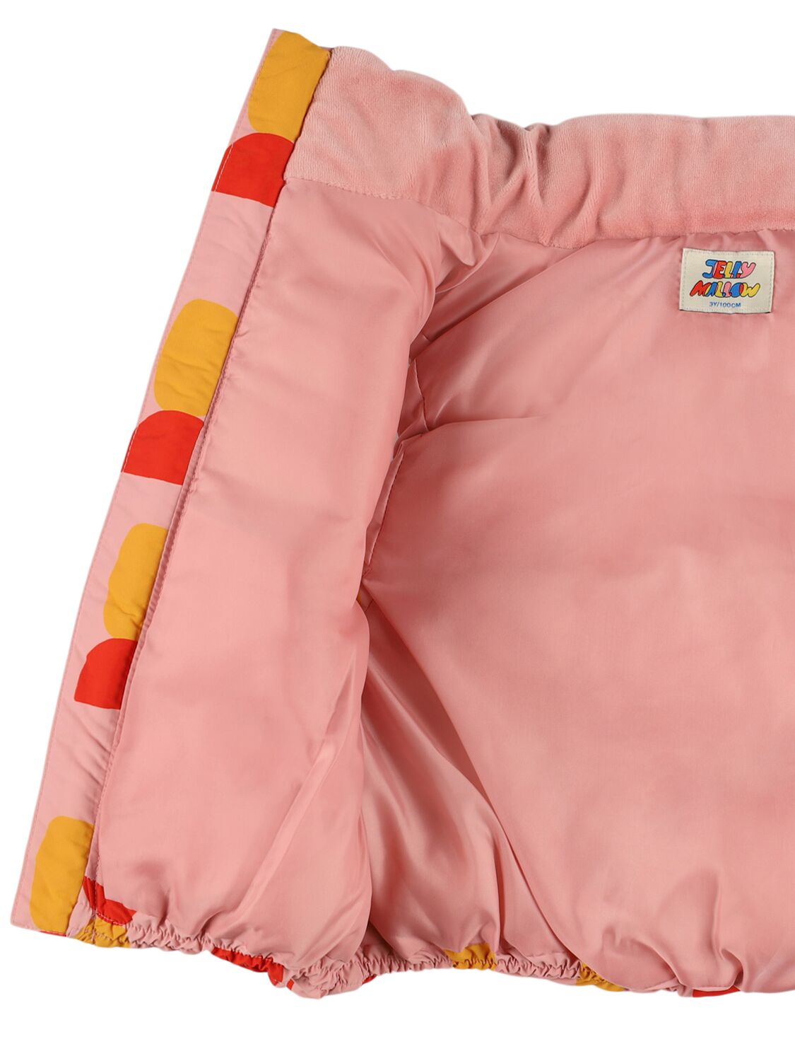 Jellymallow Printed Poly Puffer Vest In Pink
