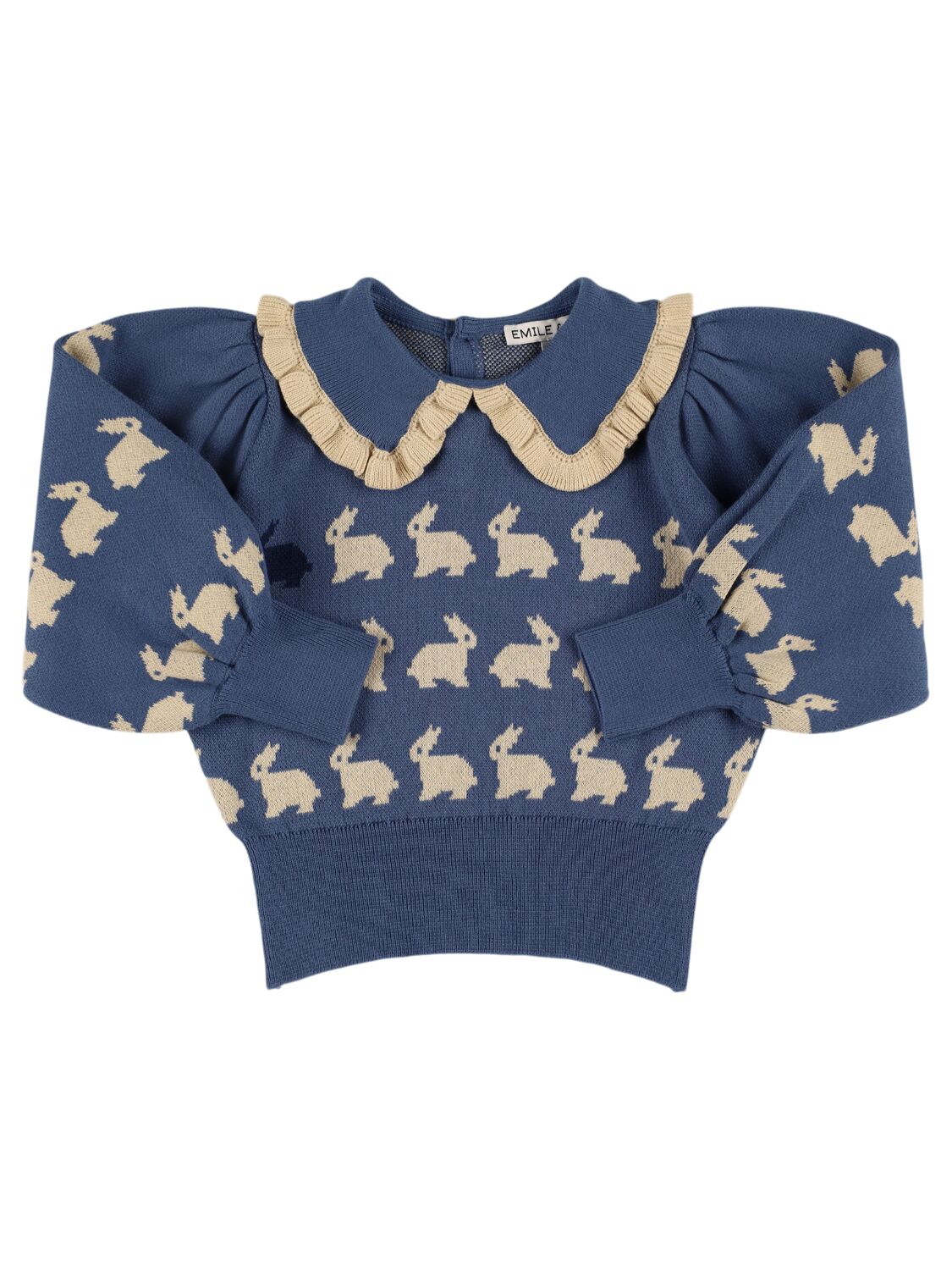 Emile And Ida Rabbit Cotton Knit Sweater In Blue