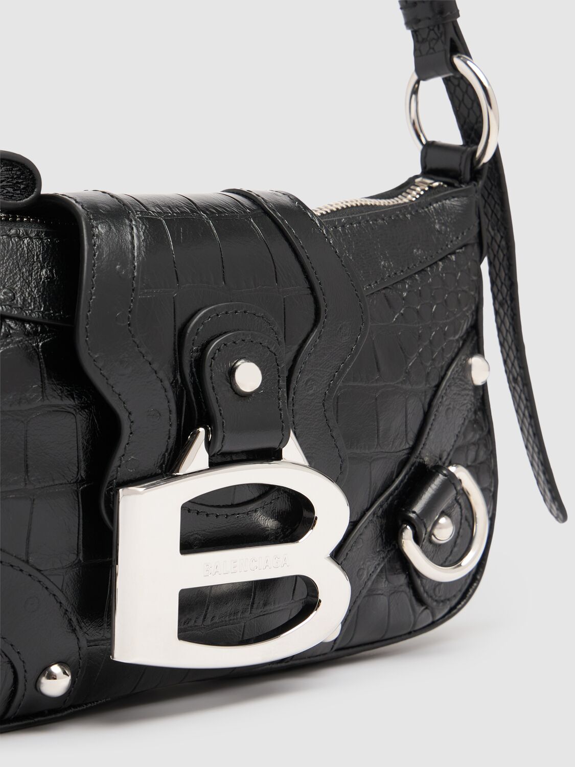 Shop Balenciaga Small Essex Leather Blend Shoulder Bag In Black