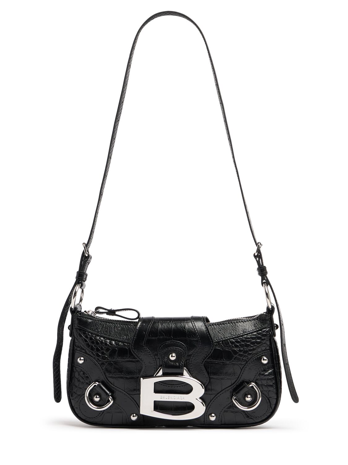 Balenciaga Small Essex Leather Blend Shoulder Bag In Black